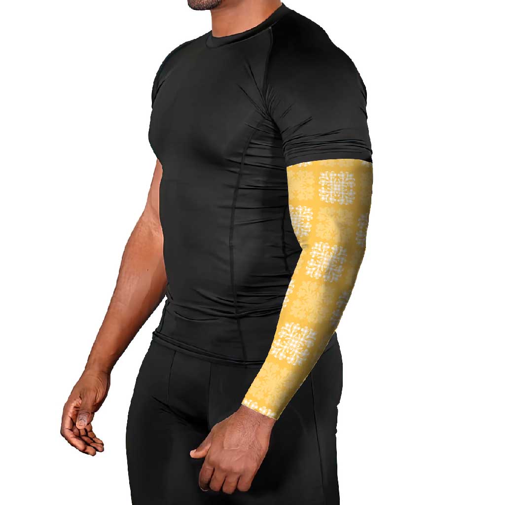 Yellow Palaka Quilt Hawaii Arm Sleeves Traditional Hawaii-plaid Pattern - Polynesian Pride
