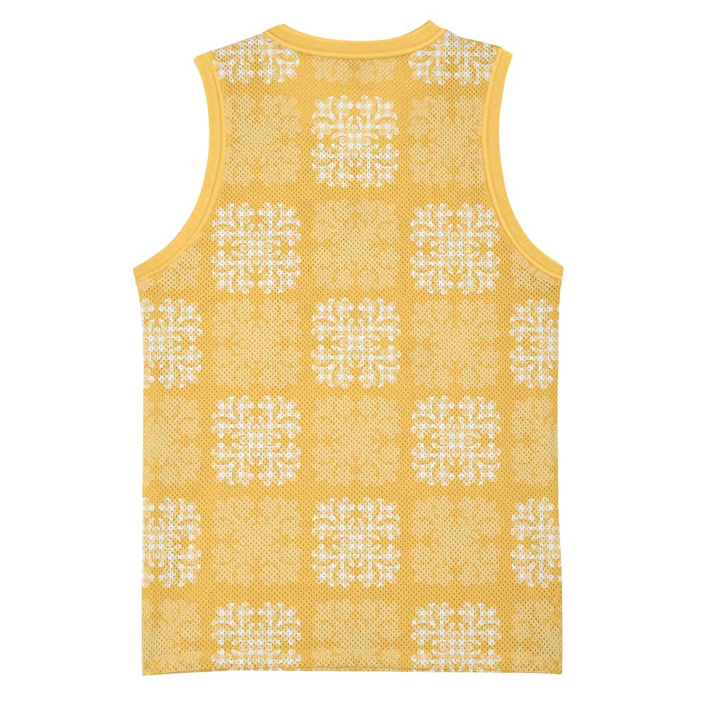 Yellow Palaka Quilt Hawaii Basketball Jersey Traditional Hawaii-plaid Pattern LT14 - Polynesian Pride