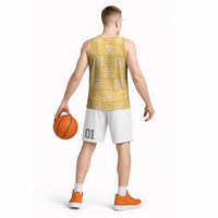 Yellow Palaka Quilt Hawaii Basketball Jersey Traditional Hawaii-plaid Pattern LT14 - Polynesian Pride