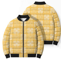 Yellow Palaka Quilt Hawaii Bomber Puffer Jacket Traditional Hawaii-plaid Pattern - Polynesian Pride