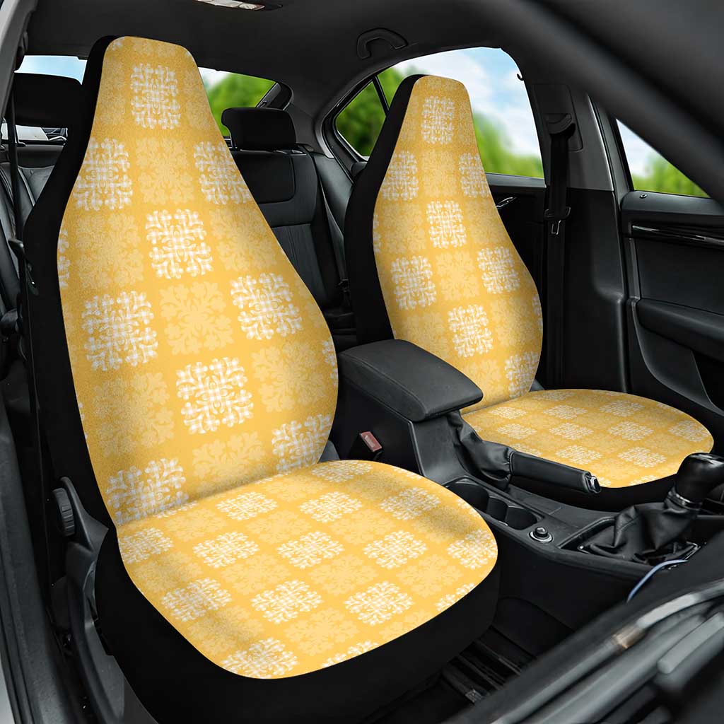 Yellow Palaka Quilt Hawaii Car Seat Cover Traditional Hawaii-plaid Pattern - Polynesian Pride