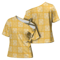Yellow Palaka Quilt Hawaii Cross Shoulder Shirt Traditional Hawaii-plaid Pattern LT14 - Polynesian Pride
