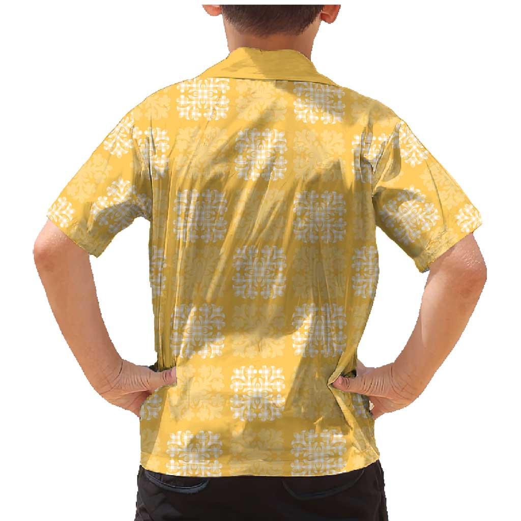 Yellow Palaka Quilt Hawaii Family Matching Mermaid Dress and Hawaiian Shirt Traditional Hawaii-plaid Pattern LT14 - Polynesian Pride