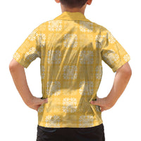 Yellow Palaka Quilt Hawaii Family Matching Off The Shoulder Long Sleeve Dress and Hawaiian Shirt Traditional Hawaii-plaid Pattern LT14 - Polynesian Pride