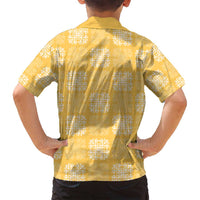 Yellow Palaka Quilt Hawaii Family Matching Off Shoulder Maxi Dress and Hawaiian Shirt Traditional Hawaii-plaid Pattern LT14 - Polynesian Pride