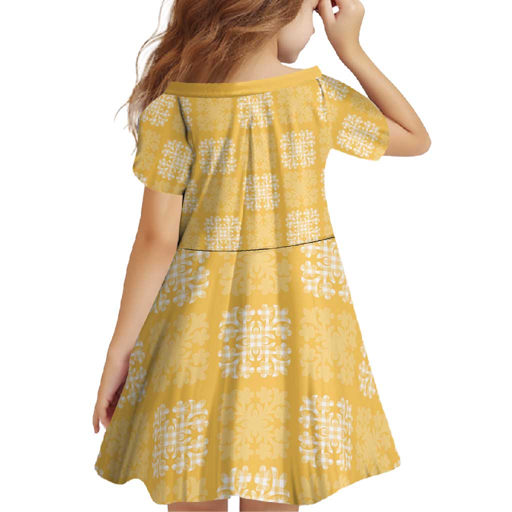 Yellow Palaka Quilt Hawaii Family Matching Off Shoulder Maxi Dress and Hawaiian Shirt Traditional Hawaii-plaid Pattern LT14 - Polynesian Pride