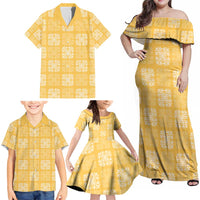 Yellow Palaka Quilt Hawaii Family Matching Off Shoulder Maxi Dress and Hawaiian Shirt Traditional Hawaii-plaid Pattern LT14 - Polynesian Pride
