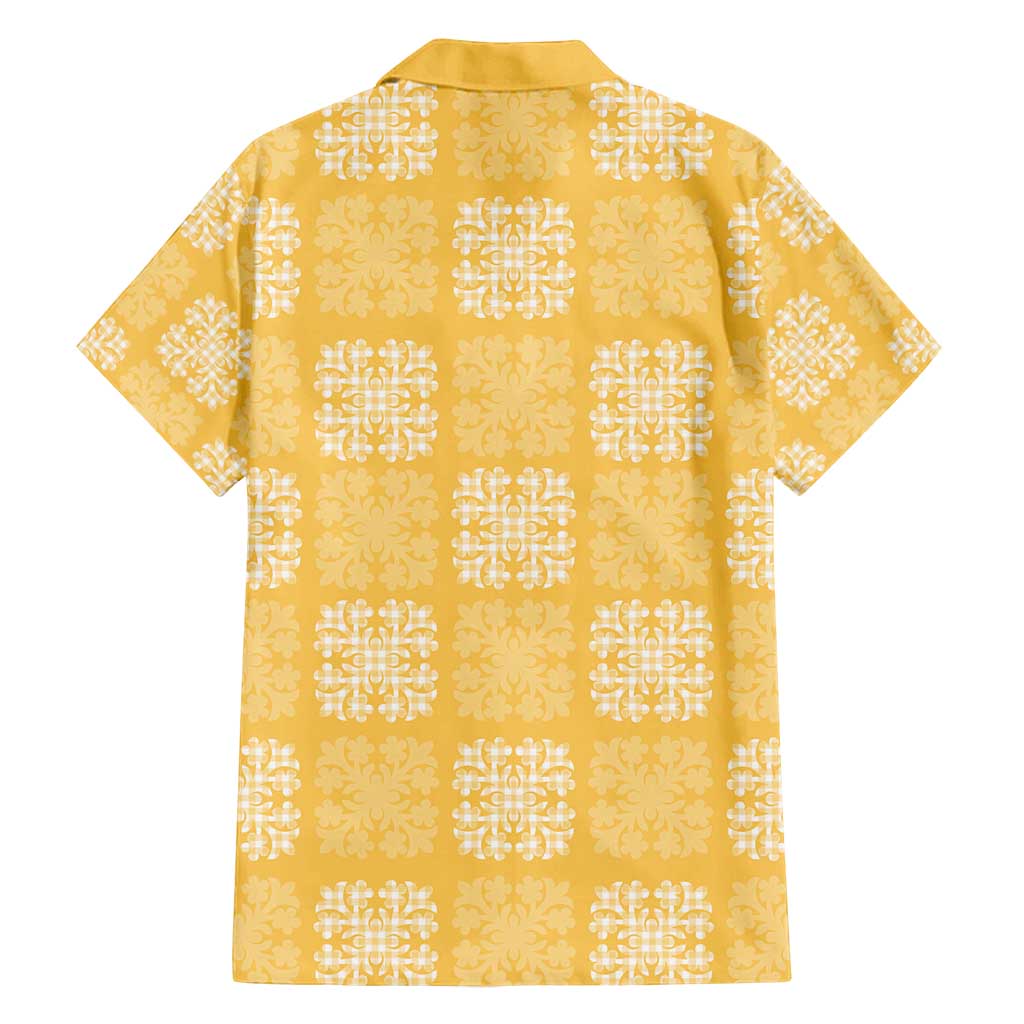 Yellow Palaka Quilt Hawaii Family Matching Off Shoulder Maxi Dress and Hawaiian Shirt Traditional Hawaii-plaid Pattern LT14 - Polynesian Pride