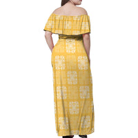 Yellow Palaka Quilt Hawaii Family Matching Off Shoulder Maxi Dress and Hawaiian Shirt Traditional Hawaii-plaid Pattern LT14 - Polynesian Pride