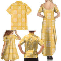 Yellow Palaka Quilt Hawaii Family Matching Summer Maxi Dress and Hawaiian Shirt Traditional Hawaii-plaid Pattern LT14 - Polynesian Pride