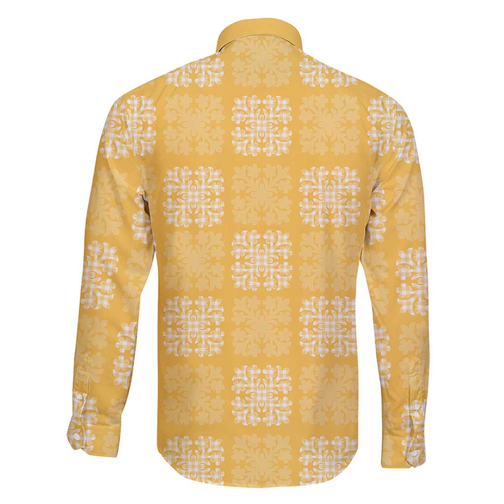 Yellow Palaka Quilt Hawaii Family Matching Summer Maxi Dress and Hawaiian Shirt Traditional Hawaii-plaid Pattern LT14 - Polynesian Pride