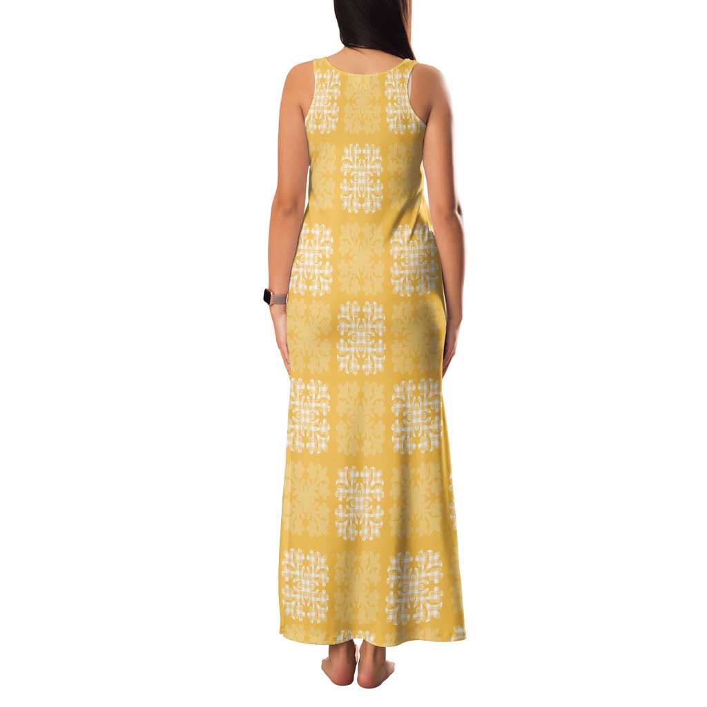 Yellow Palaka Quilt Hawaii Family Matching Tank Maxi Dress and Hawaiian Shirt Traditional Hawaii-plaid Pattern LT14 - Polynesian Pride