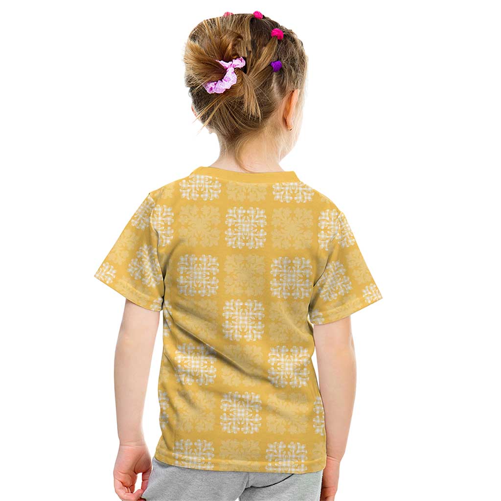 Yellow Palaka Quilt Hawaii Kid T Shirt Traditional Hawaii-plaid Pattern LT14 - Polynesian Pride