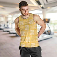 Yellow Palaka Quilt Hawaii Men Tank Top Traditional Hawaii-plaid Pattern LT14 Yellow - Polynesian Pride