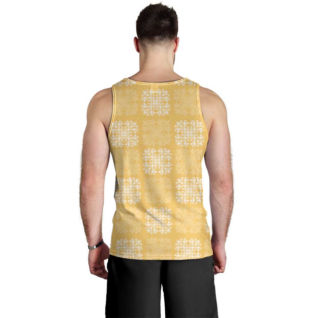 Yellow Palaka Quilt Hawaii Men Tank Top Traditional Hawaii-plaid Pattern LT14 - Polynesian Pride