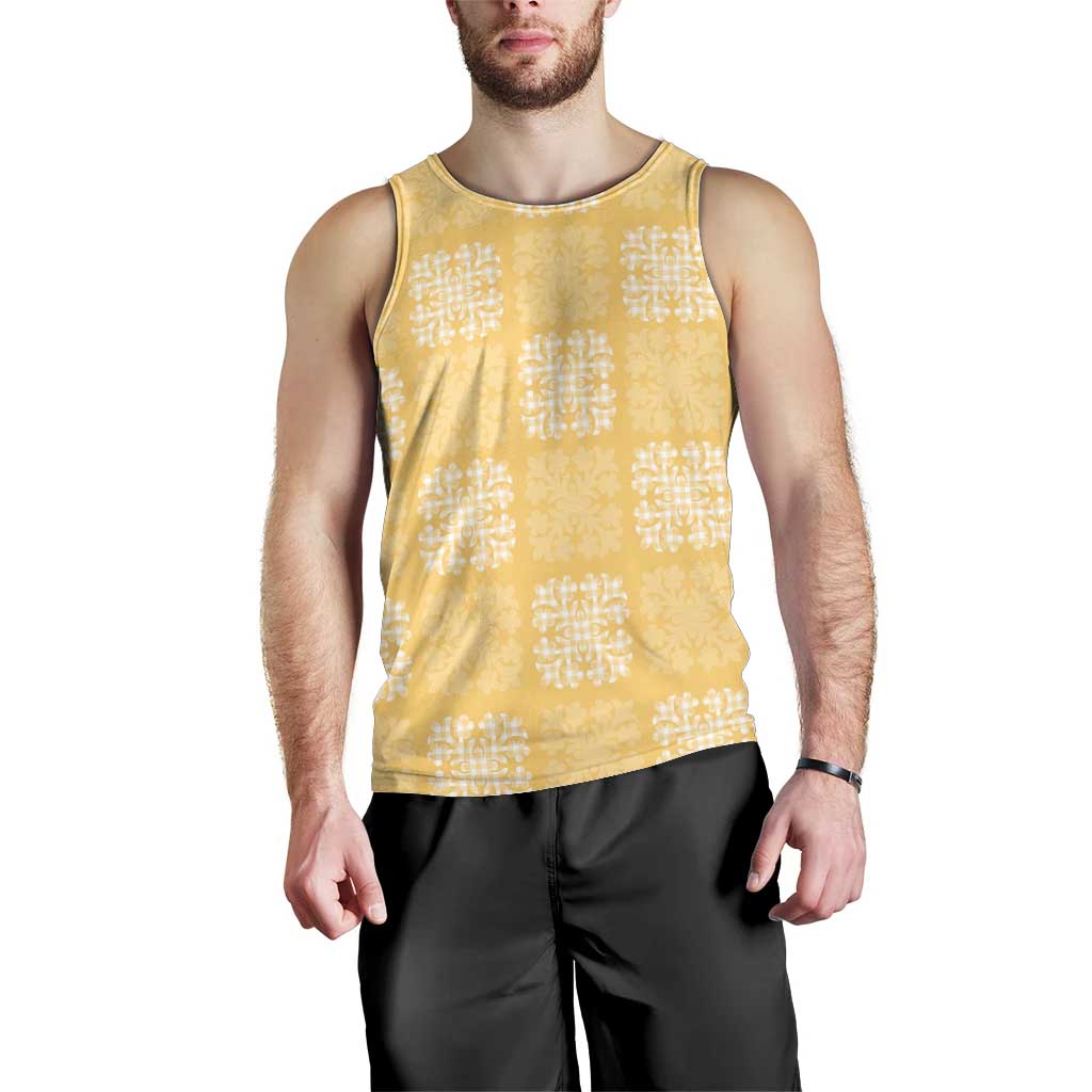 Yellow Palaka Quilt Hawaii Men Tank Top Traditional Hawaii-plaid Pattern LT14 - Polynesian Pride