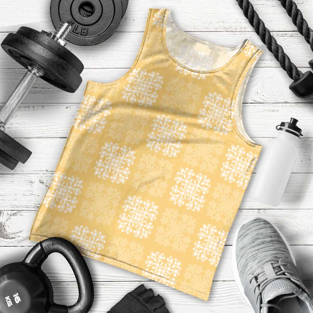 Yellow Palaka Quilt Hawaii Men Tank Top Traditional Hawaii-plaid Pattern LT14 - Polynesian Pride