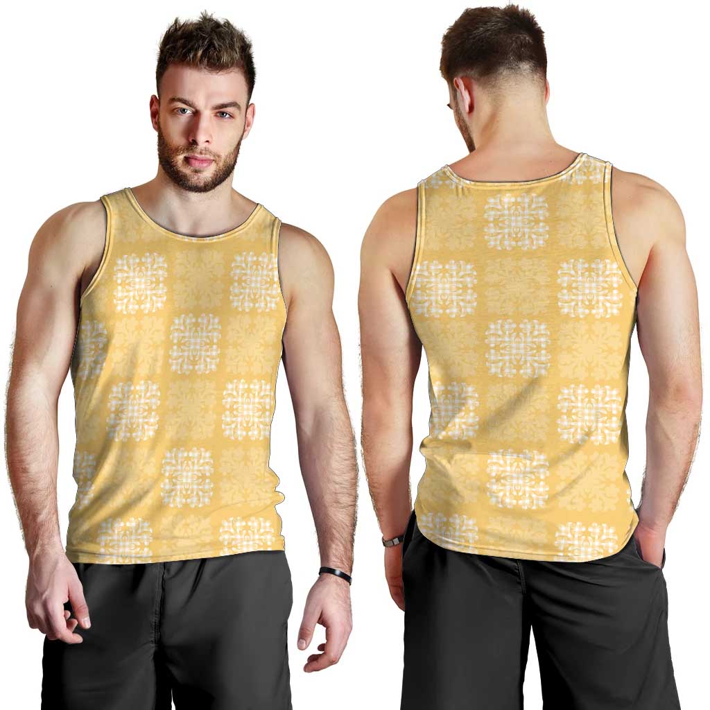 Yellow Palaka Quilt Hawaii Men Tank Top Traditional Hawaii-plaid Pattern LT14 - Polynesian Pride
