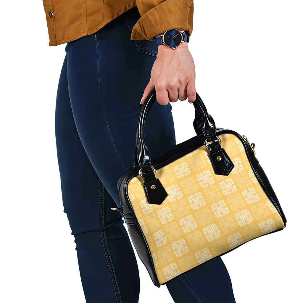 Yellow Palaka Quilt Hawaii Shoulder Handbag Traditional Hawaii-plaid Pattern - Polynesian Pride