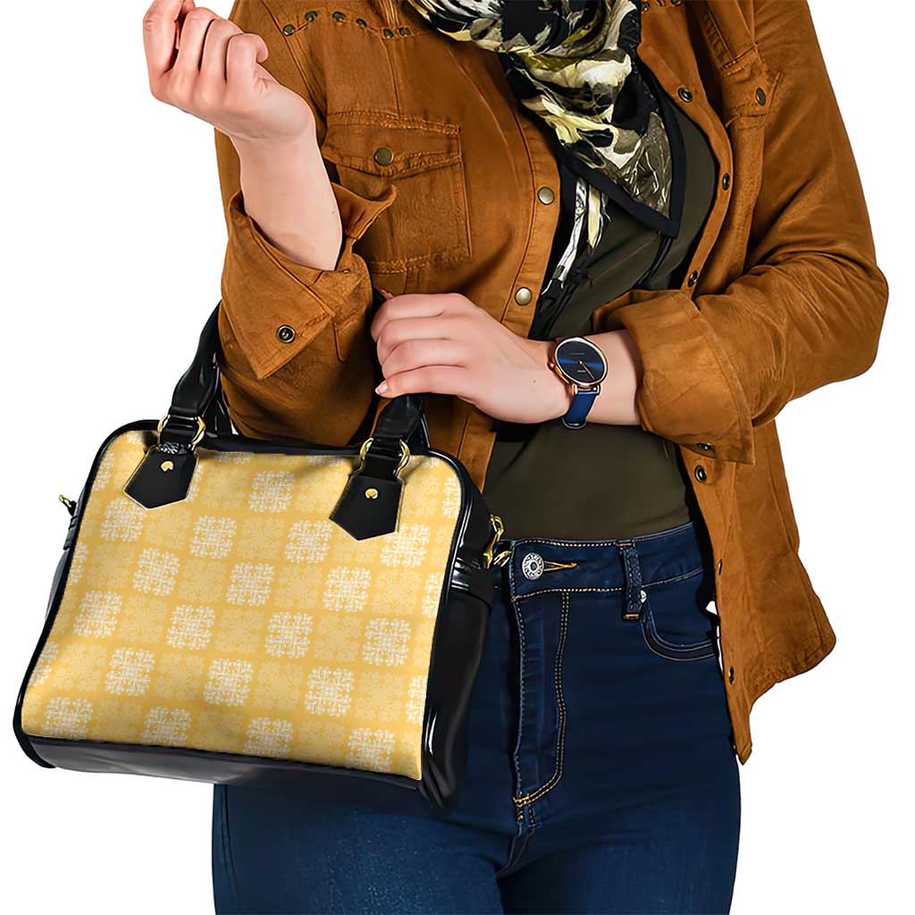 Yellow Palaka Quilt Hawaii Shoulder Handbag Traditional Hawaii-plaid Pattern - Polynesian Pride