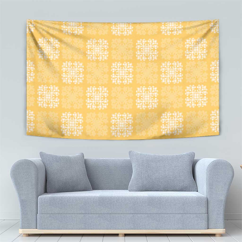 Yellow Palaka Quilt Hawaii Tapestry Traditional Hawaii-plaid Pattern - Polynesian Pride