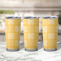 Yellow Palaka Quilt Hawaii Tumbler Cup Traditional Hawaii-plaid Pattern - Polynesian Pride