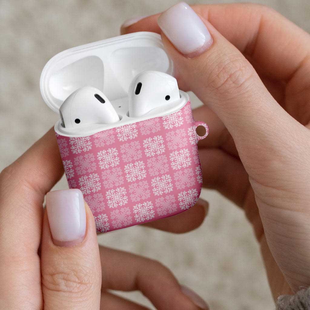 Pink Palaka Quilt Hawaii AirPods Case Traditional Hawaii-plaid Pattern - Polynesian Pride