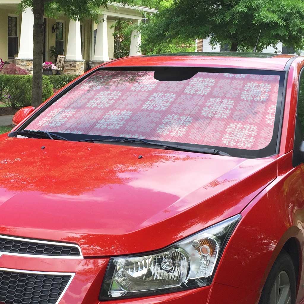 Pink Palaka Quilt Hawaii Auto Sun Shade Traditional Hawaii-plaid Pattern - Polynesian Pride