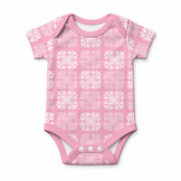Pink Palaka Quilt Hawaii Baby Onesie Traditional Hawaii-plaid Pattern