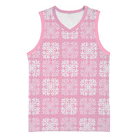 Pink Palaka Quilt Hawaii Basketball Jersey Traditional Hawaii-plaid Pattern LT14 Unisex Pink - Polynesian Pride