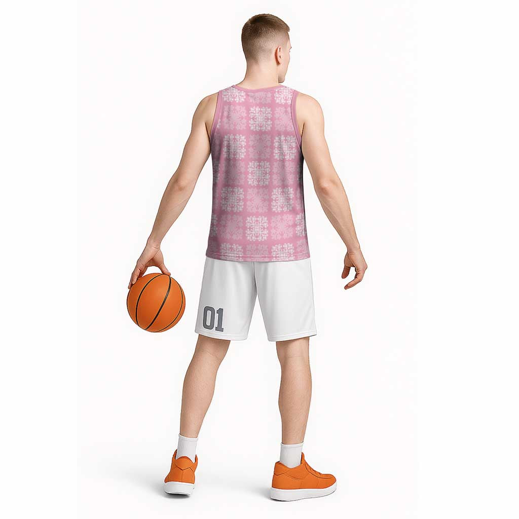 Pink Palaka Quilt Hawaii Basketball Jersey Traditional Hawaii-plaid Pattern LT14 - Polynesian Pride
