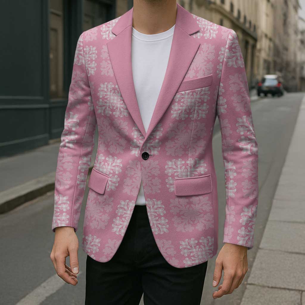 Pink Palaka Quilt Hawaii Blazer Traditional Hawaii-plaid Pattern - Polynesian Pride