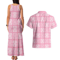 Pink Palaka Quilt Hawaii Couples Matching Tank Maxi Dress and Hawaiian Shirt Traditional Hawaii-plaid Pattern LT14 - Polynesian Pride