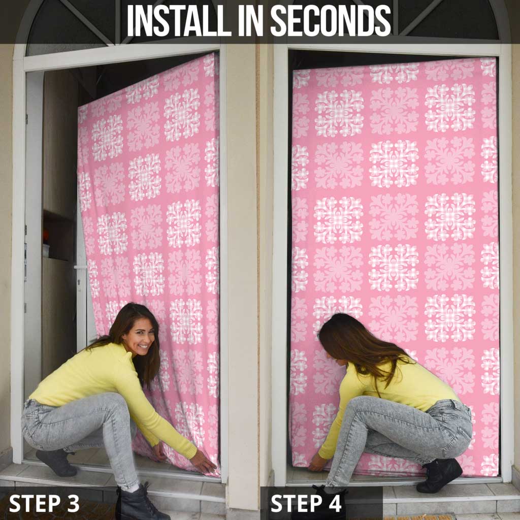 Pink Palaka Quilt Hawaii Door Cover Traditional Hawaii-plaid Pattern - Polynesian Pride
