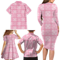 Pink Palaka Quilt Hawaii Family Matching Long Sleeve Bodycon Dress and Hawaiian Shirt Traditional Hawaii-plaid Pattern LT14 - Polynesian Pride