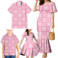 Pink Palaka Quilt Hawaii Family Matching Mermaid Dress and Hawaiian Shirt Traditional Hawaii-plaid Pattern LT14 - Polynesian Pride