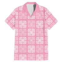Pink Palaka Quilt Hawaii Family Matching Mermaid Dress and Hawaiian Shirt Traditional Hawaii-plaid Pattern LT14 Dad's Shirt - Short Sleeve Pink - Polynesian Pride