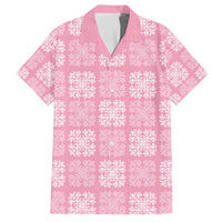 Pink Palaka Quilt Hawaii Family Matching Off The Shoulder Long Sleeve Dress and Hawaiian Shirt Traditional Hawaii-plaid Pattern LT14 Dad's Shirt - Short Sleeve Pink - Polynesian Pride