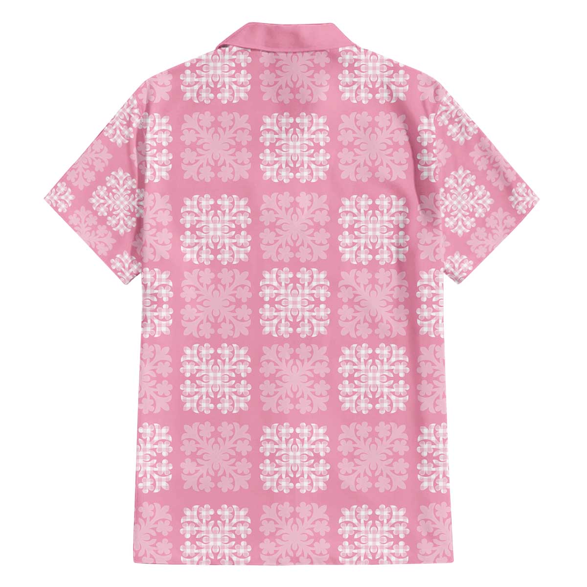 Pink Palaka Quilt Hawaii Family Matching Off The Shoulder Long Sleeve Dress and Hawaiian Shirt Traditional Hawaii-plaid Pattern LT14 - Polynesian Pride