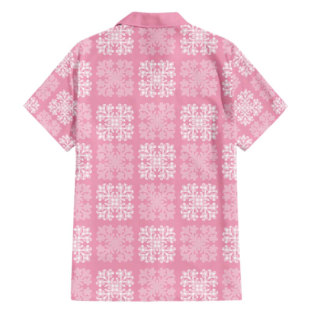 Pink Palaka Quilt Hawaii Family Matching Off Shoulder Maxi Dress and Hawaiian Shirt Traditional Hawaii-plaid Pattern LT14 - Polynesian Pride