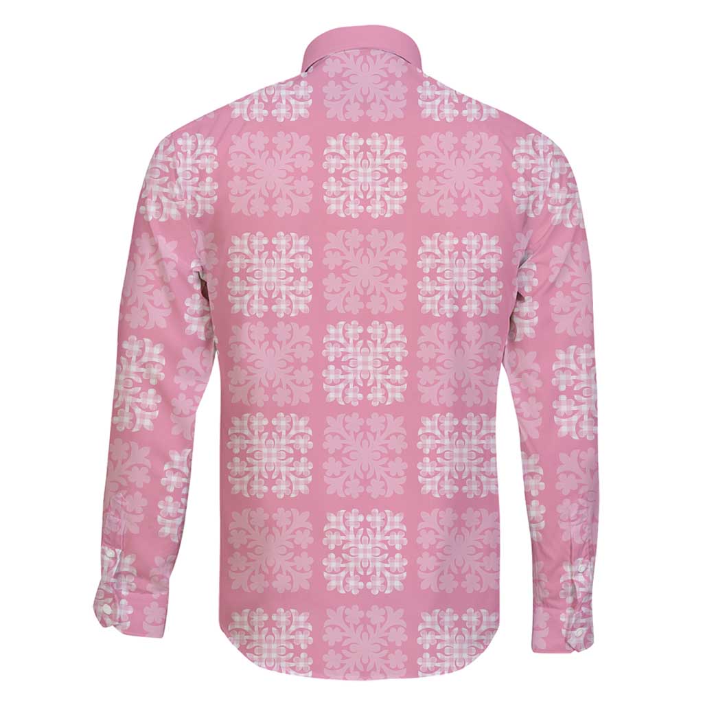 Pink Palaka Quilt Hawaii Family Matching Off Shoulder Maxi Dress and Hawaiian Shirt Traditional Hawaii-plaid Pattern LT14 - Polynesian Pride