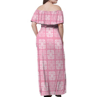 Pink Palaka Quilt Hawaii Family Matching Off Shoulder Maxi Dress and Hawaiian Shirt Traditional Hawaii-plaid Pattern LT14 - Polynesian Pride