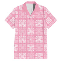 Pink Palaka Quilt Hawaii Family Matching Puletasi and Hawaiian Shirt Traditional Hawaii-plaid Pattern LT14 Dad's Shirt - Short Sleeve Pink - Polynesian Pride