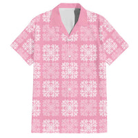 Pink Palaka Quilt Hawaii Family Matching Short Sleeve Bodycon Dress and Hawaiian Shirt Traditional Hawaii-plaid Pattern LT14 Dad's Shirt - Short Sleeve Pink - Polynesian Pride