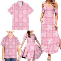 Pink Palaka Quilt Hawaii Family Matching Summer Maxi Dress and Hawaiian Shirt Traditional Hawaii-plaid Pattern LT14 - Polynesian Pride