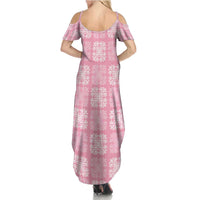 Pink Palaka Quilt Hawaii Family Matching Summer Maxi Dress and Hawaiian Shirt Traditional Hawaii-plaid Pattern LT14 - Polynesian Pride