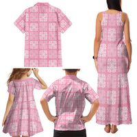 Pink Palaka Quilt Hawaii Family Matching Tank Maxi Dress and Hawaiian Shirt Traditional Hawaii-plaid Pattern LT14 - Polynesian Pride