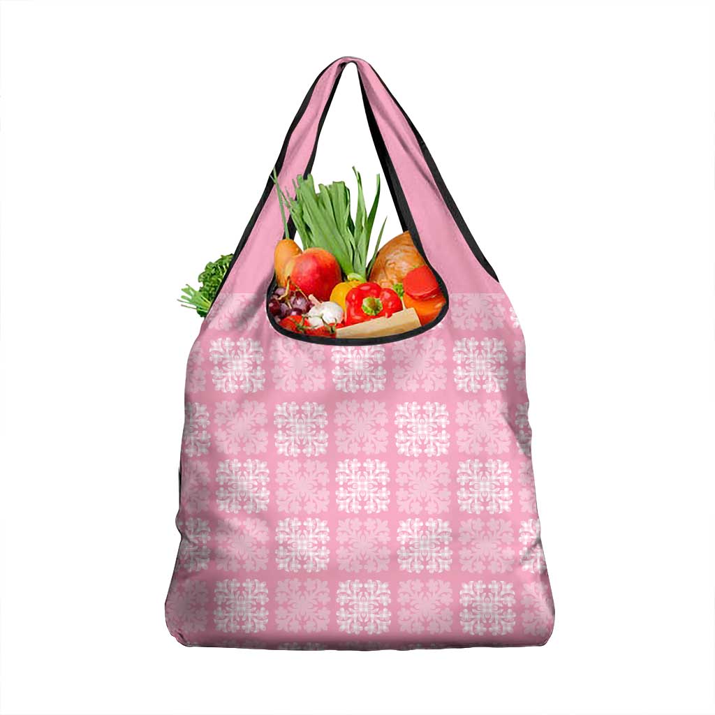 Pink Palaka Quilt Hawaii Grocery Bag Traditional Hawaii-plaid Pattern LT14 1-pack One Size Pink - Polynesian Pride