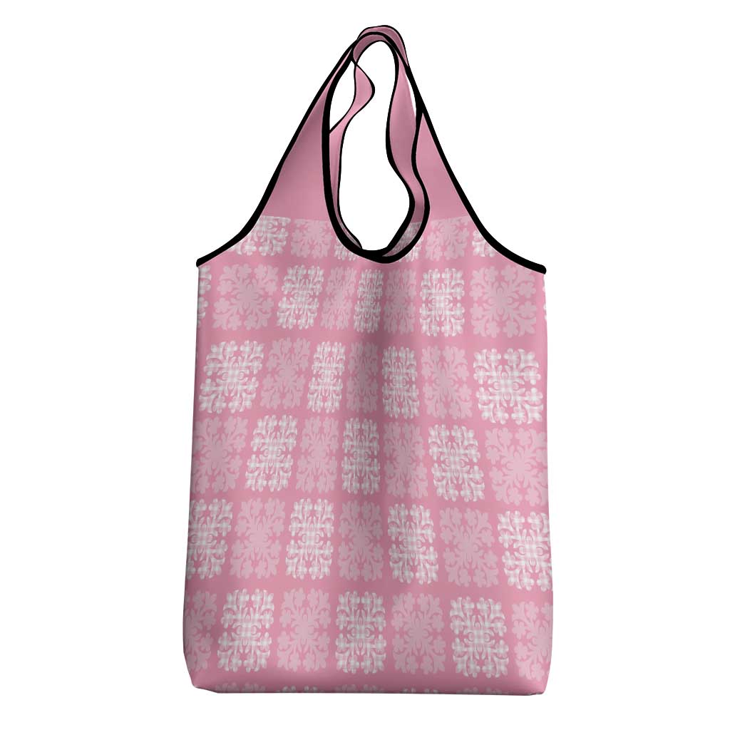Pink Palaka Quilt Hawaii Grocery Bag Traditional Hawaii-plaid Pattern LT14 - Polynesian Pride