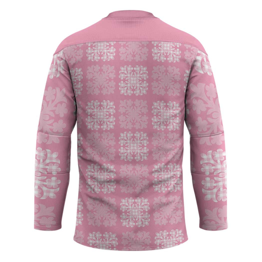 Pink Palaka Quilt Hawaii Hockey Jersey Traditional Hawaii-plaid Pattern - Polynesian Pride
